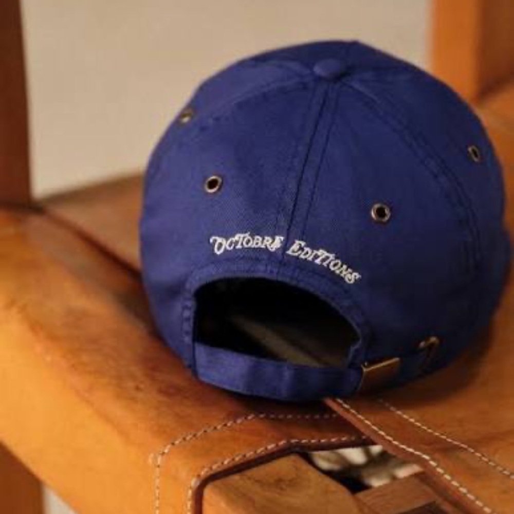 Sezane Octobre navy Blue Cap with Yellow Clover/ NEW - Picture 2 of 6